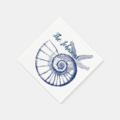 Nautilus Seashell & Starfish Marine Life Custom Servet (Hoek)