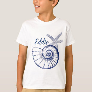 Nautilus Seashell & Starfish Marine Life Custom T-shirt