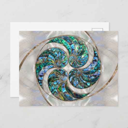 Nautilus Shell - Abalone en Pearl Briefkaart (Voorkant / Achterkant)