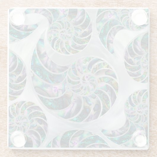 Nautilus Shell Abalone en Pearl Glazen Onderzetter (Achterkant)