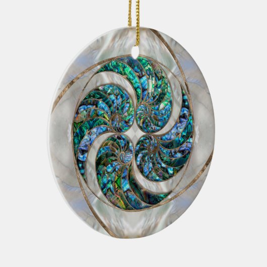 Nautilus Shell - Abalone en Pearl Keramisch Ornament (Rechts)