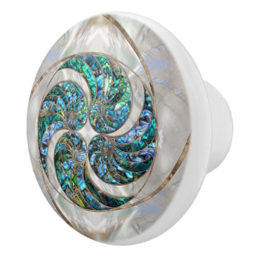 Nautilus Shell - Abalone en Pearl Keramische Knop (Rechts)