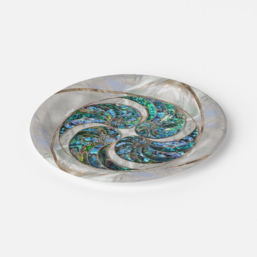 Nautilus Shell - Abalone en Pearl Papieren Bordje (Gekanteld)