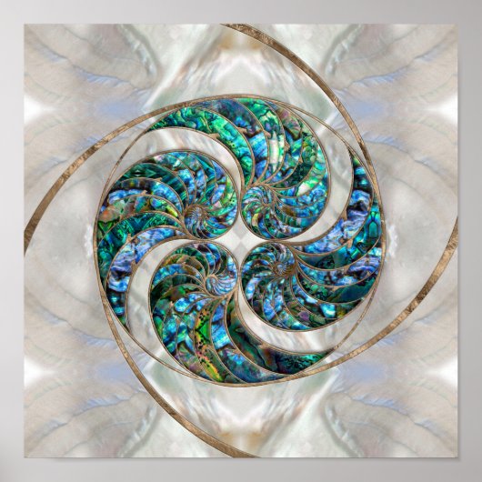 Nautilus Shell - Abalone en Pearl Poster (Voorkant)