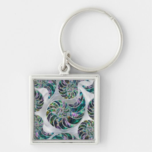 Nautilus Shell Abalone en Pearl Sleutelhanger (Voorkant)