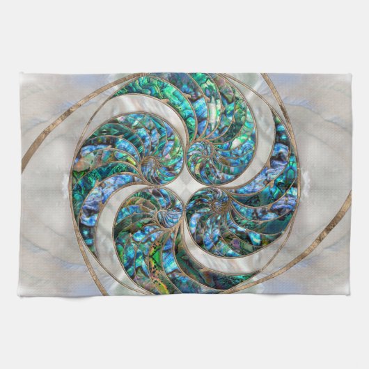 Nautilus Shell - Abalone en Pearl Theedoek (Horizontaal)