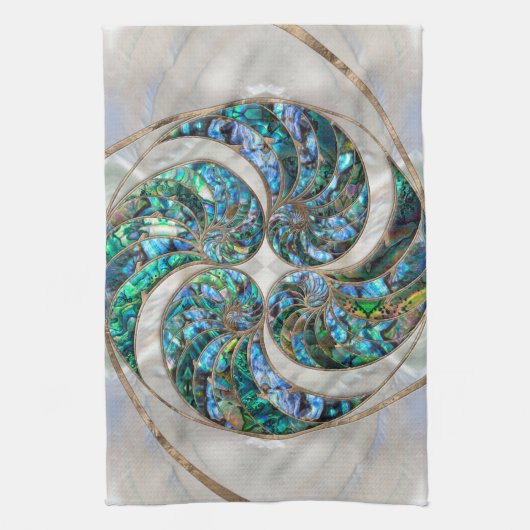 Nautilus Shell - Abalone en Pearl Theedoek (Verticaal)