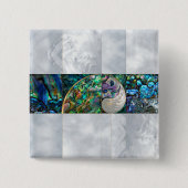 Nautilus Shell - Abalone en Pearl Vierkante Button 5,1 Cm (Voorkant)
