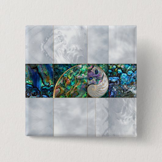 Nautilus Shell - Abalone en Pearl Vierkante Button 5,1 Cm (Voorkant)