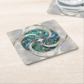 Nautilus Shell - Abalone en Pearl Vierkante Kartonnen Onderzetter (Schuin)