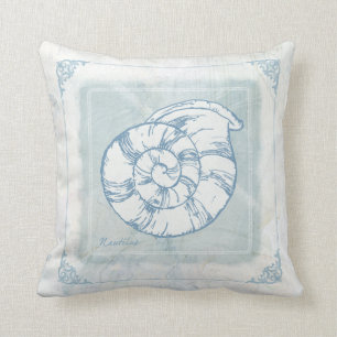 Nautilus Shell Beach Cottage Style Pillow Kussen