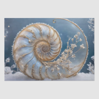 Nautilus Shell Binnen Decoupage Weefseldocument Tissuepapier