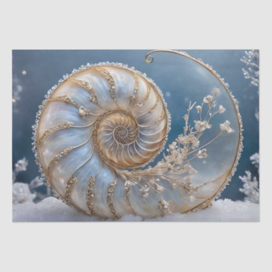 Nautilus Shell Binnen Decoupage Weefseldocument Tissuepapier (Voorkant)