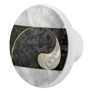 Nautilus Shell - Black Abalone en Pearl Keramische Knop