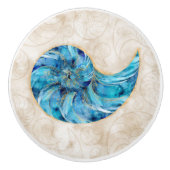 Nautilus Shell Blue waterverf Keramische Knop (Voorkant)
