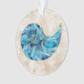 Nautilus Shell Blue waterverf Ornament (voorkant)