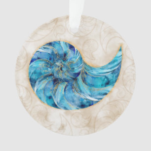 Nautilus Shell Blue waterverf Ornament