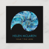 Nautilus Shell Blue waterverf Vierkante Visitekaartje (Voorkant)