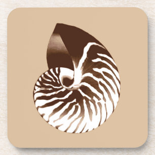 Nautilus shell - bruin, wit en beige bier onderzetter