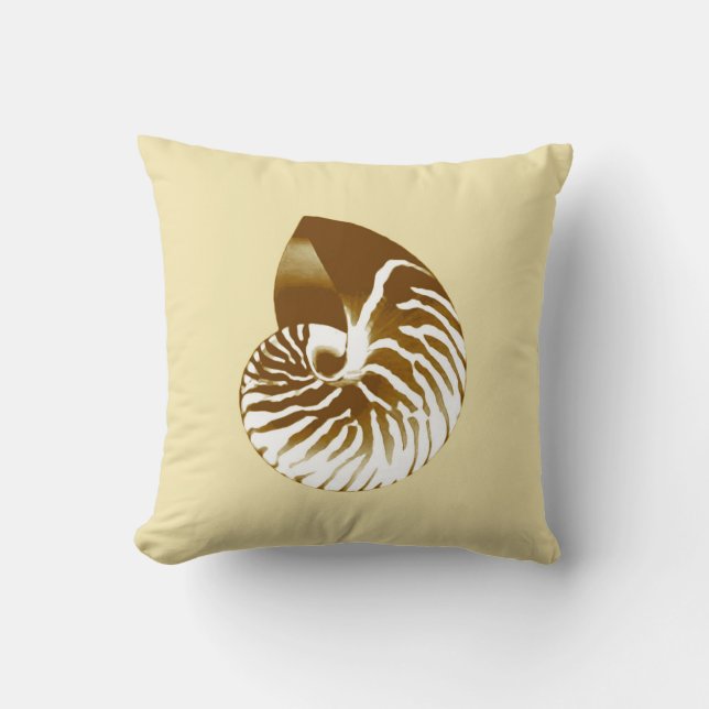 Nautilus shell - bruin, wit en beige kussen (Voorkant)