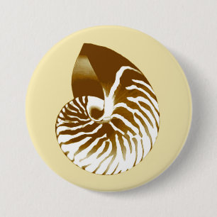 Nautilus shell - bruin, wit en beige ronde button 7,6 cm