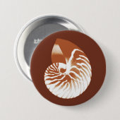 Nautilus shell - cacaobruin en wit ronde button 7,6 cm (Voorkant /achterkant)