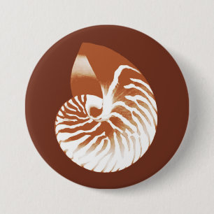 Nautilus shell - cacaobruin en wit ronde button 7,6 cm