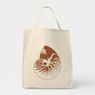 Nautilus shell - cacaobruin en wit tote bag