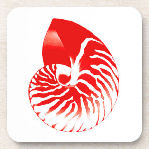 Nautilus shell - donkerrood en wit drankjes onderzetter