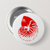 Nautilus shell - donkerrood en wit ronde button 7,6 cm (Voorkant /achterkant)