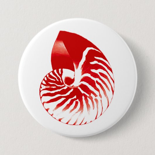 Nautilus shell - donkerrood en wit ronde button 7,6 cm (Voorkant)