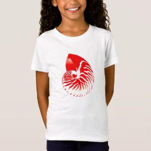 Nautilus shell - donkerrood en wit t-shirt