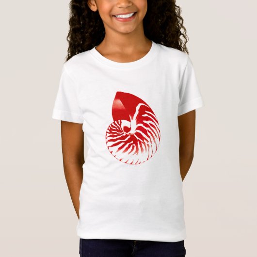 Nautilus shell - donkerrood en wit t-shirt (Voorkant)