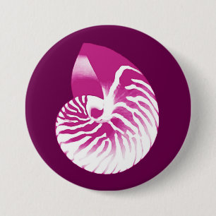 Nautilus shell - eierplant paars en wit ronde button 7,6 cm