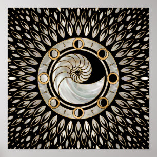 Nautilus Shell - Fases van de maan Poster
