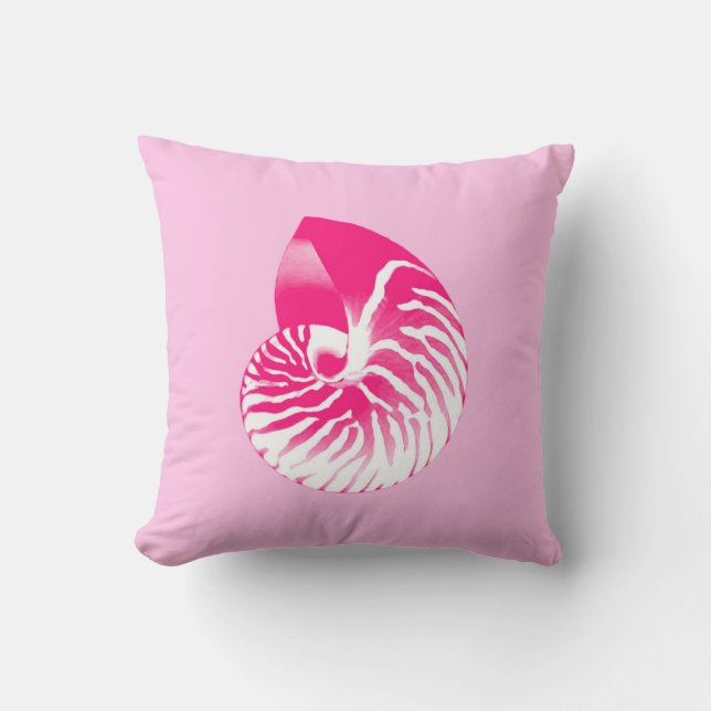 Nautilus shell - fuchsia roze en wit kussen (Voorkant)
