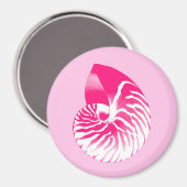 Nautilus shell - fuchsia roze en wit magneet (Voorkant / Achterkant)
