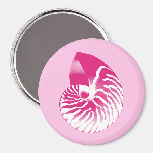 Nautilus shell - fuchsia roze en wit magneet (Voorkant / Achterkant)