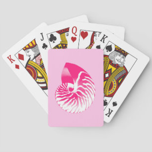 Nautilus shell - fuchsia roze en wit pokerkaarten