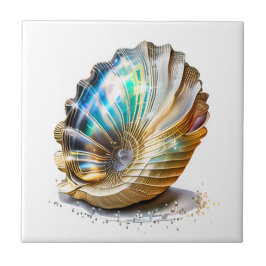 Nautilus shell iriserende moeder parel strand zee tegeltje