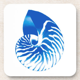 Nautilus shell - kobalt blauw en wit drankjes onderzetter