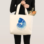 Nautilus shell - kobalt blauw en wit grote tote bag (Voorkant (product))