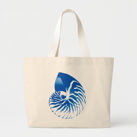 Nautilus shell - kobalt blauw en wit grote tote bag (Voorkant)