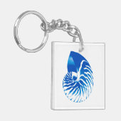 Nautilus shell - kobalt blauw en wit sleutelhanger (Voorkant Links)