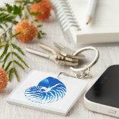Nautilus shell - kobalt blauw en wit sleutelhanger (Voorkant Rechts)