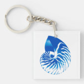 Nautilus shell - kobalt blauw en wit sleutelhanger (Voorkant)