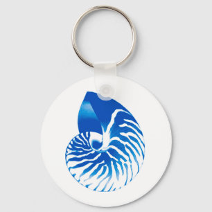 Nautilus shell - kobalt blauw en wit sleutelhanger