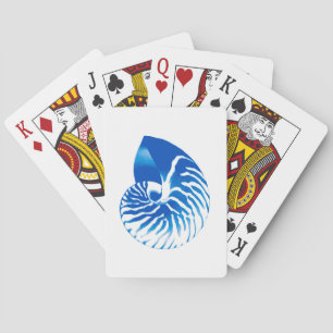 Nautilus shell - kobalt blauw en wit speelkaarten