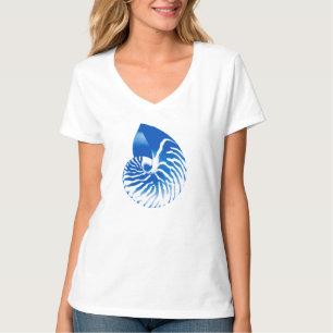 Nautilus shell - kobalt blauw en wit t-shirt