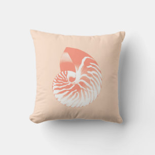 Nautilus shell - koraal oranje en wit kussen